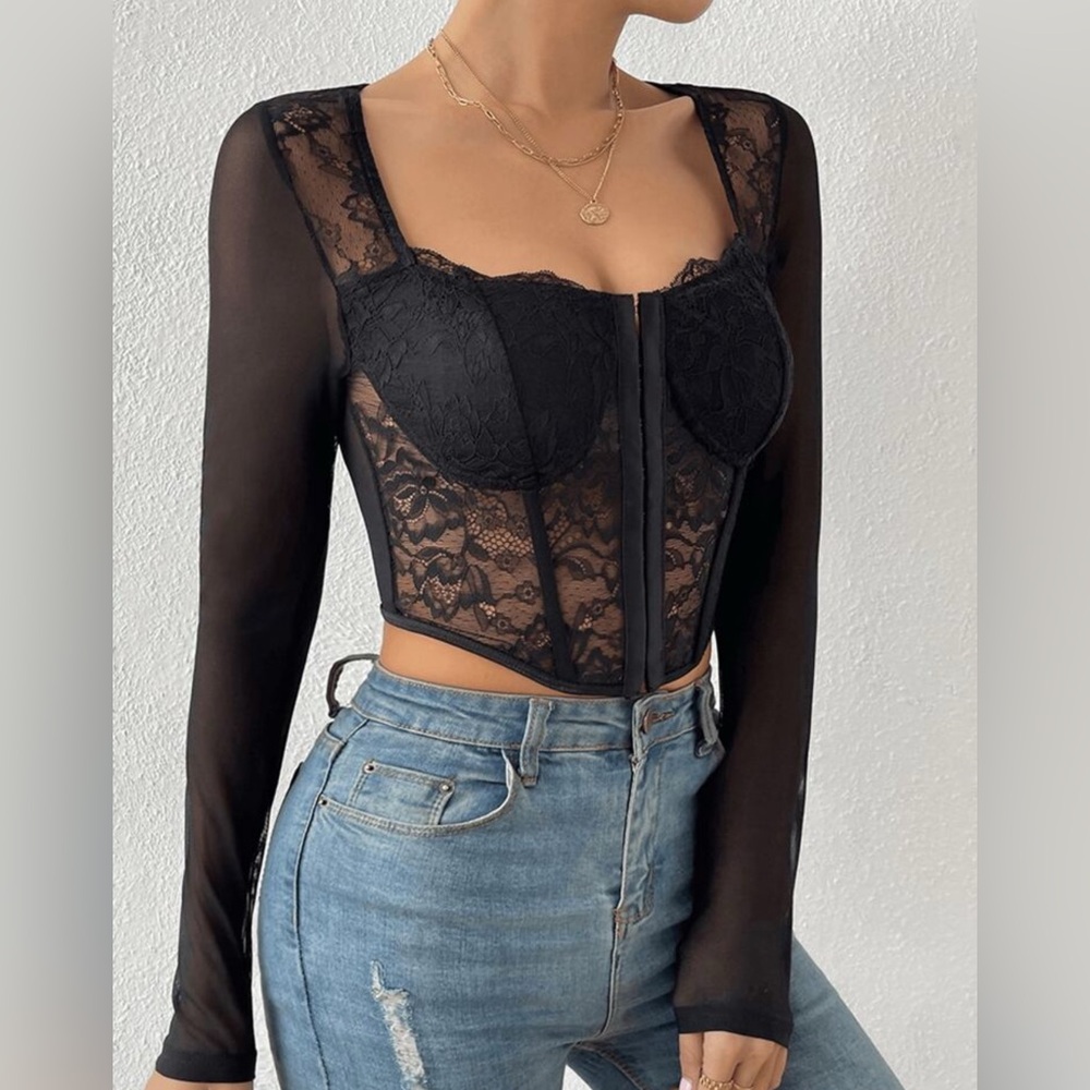 Black Lace Corset Top
